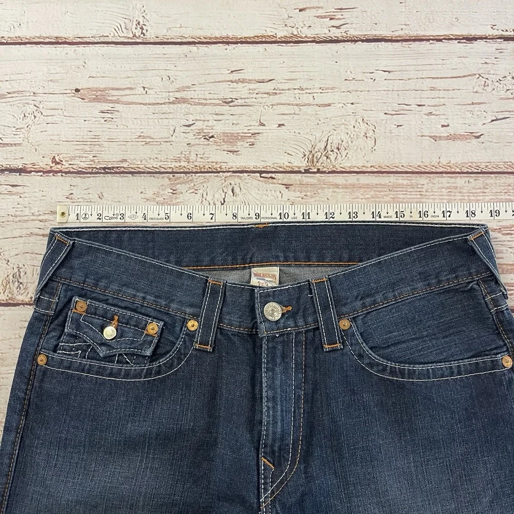 True Religion Mens‎ Original Slim Denim Blue Jeans Size 36x34 Made In USA